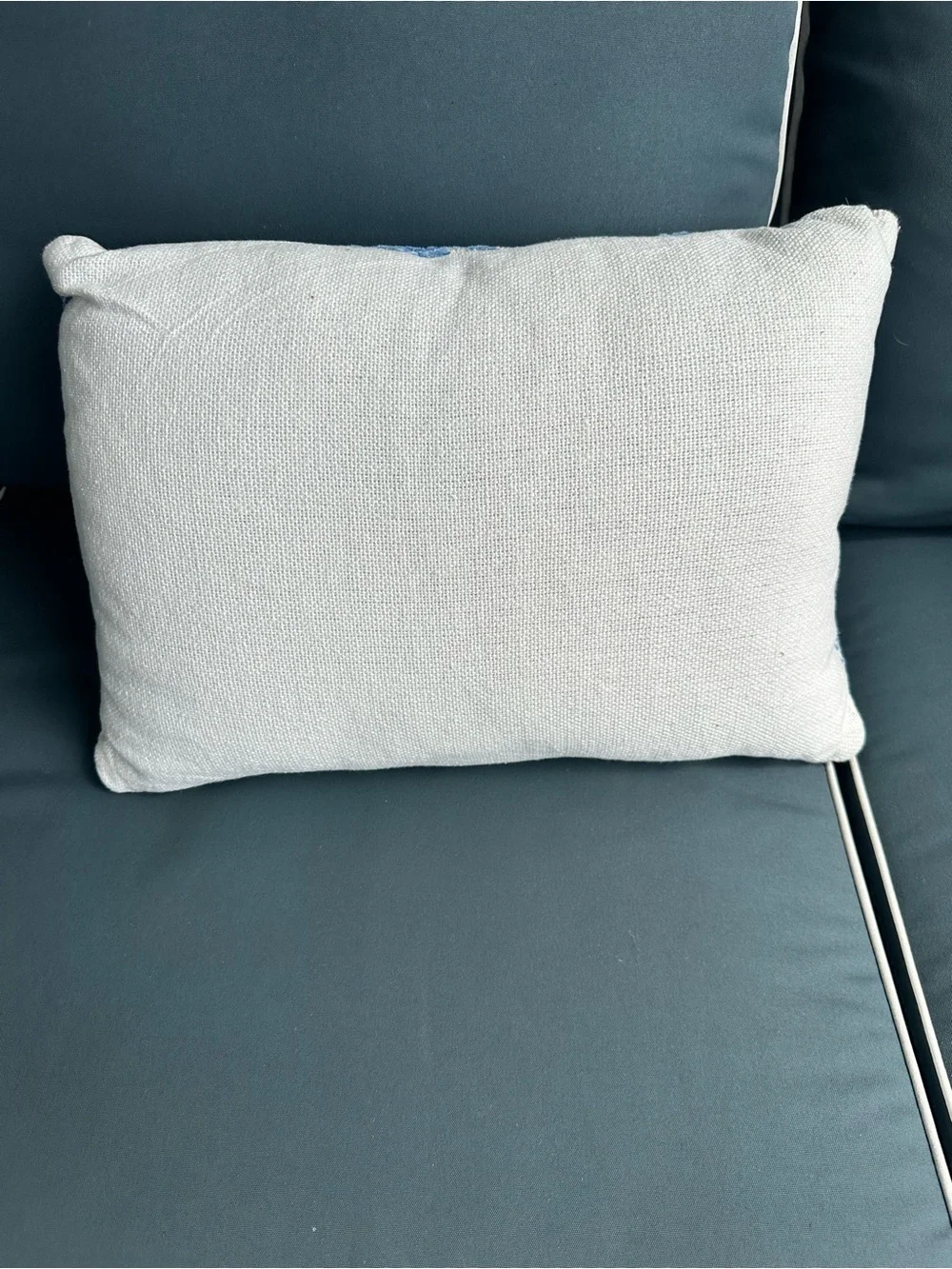 New blue and cream starfish lumbar accent pillow (@18”x11”): 3 available